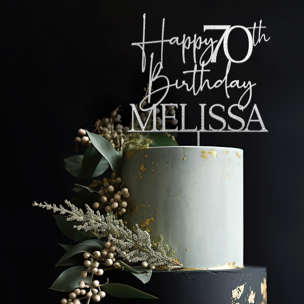 Happy 70th Birthday Cake Topper, 70th Anniversary Cake Topper