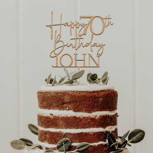 Happy 70th Birthday Cake Topper, 70th Anniversary Cake Topper