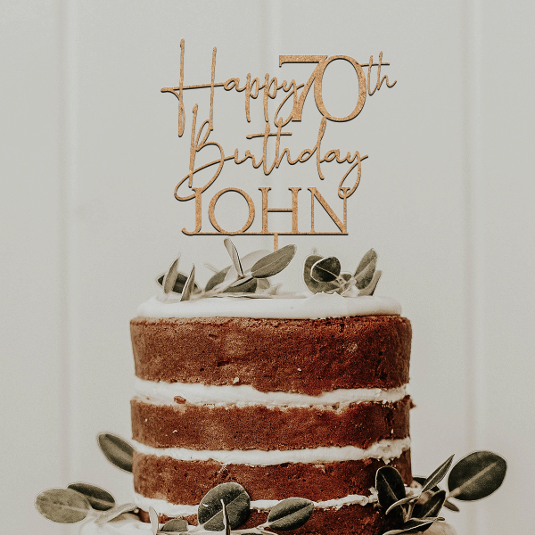 Happy 70th Birthday Cake Topper, 70th Anniversary Cake Topper