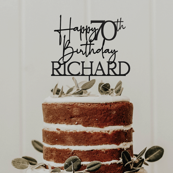 Happy 70th Birthday Cake Topper, 70th Anniversary Cake Topper