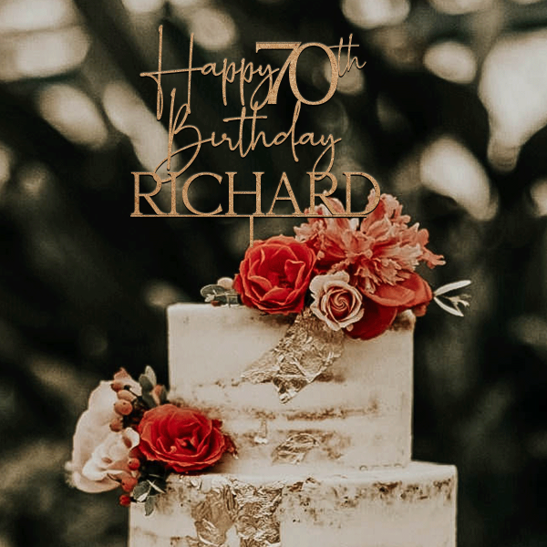 Happy 70th Birthday Cake Topper, 70th Anniversary Cake Topper