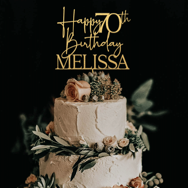 Happy 70th Birthday Cake Topper, 70th Anniversary Cake Topper