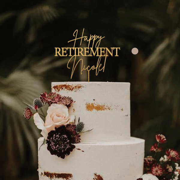 Retirement Cake Topper, Personalized Happy Retirement Gift