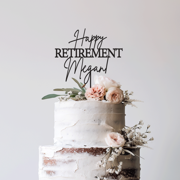 Retirement Cake Topper, Personalized Happy Retirement Gift