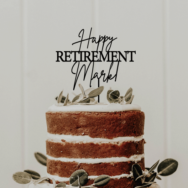 Retirement Cake Topper, Personalized Happy Retirement Gift