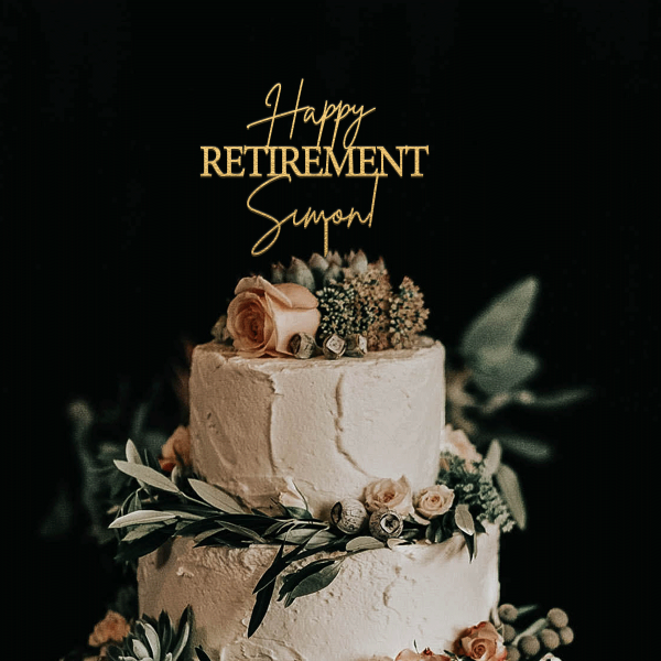 Retirement Cake Topper, Personalized Happy Retirement Gift
