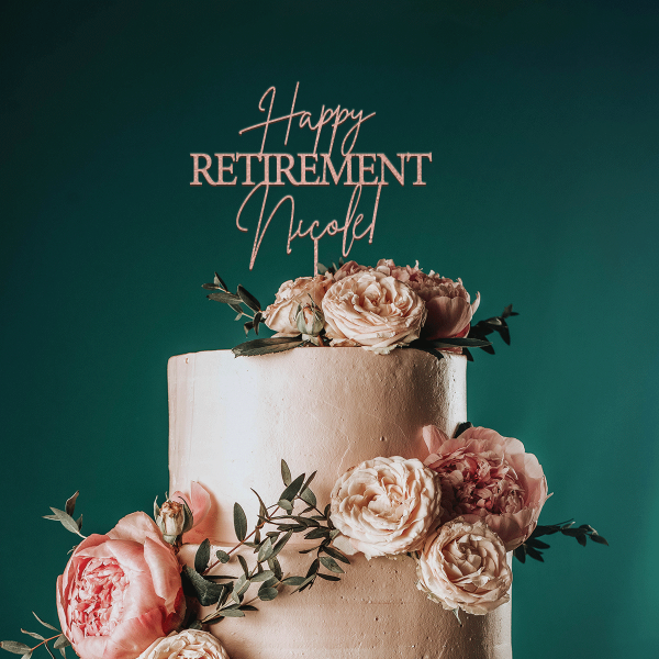 Retirement Cake Topper, Personalized Happy Retirement Gift