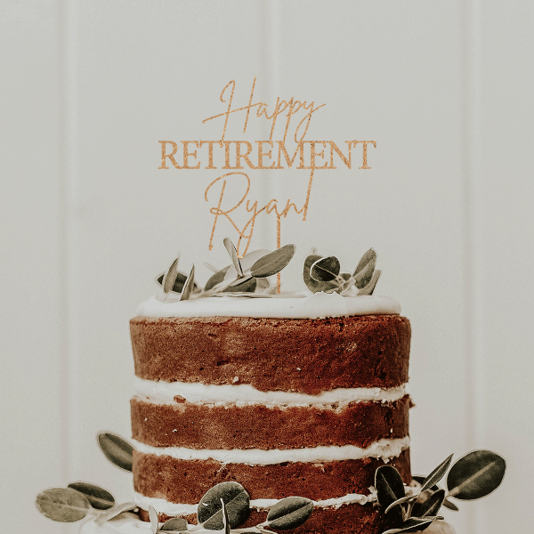 Retirement Cake Topper, Personalized Happy Retirement Gift