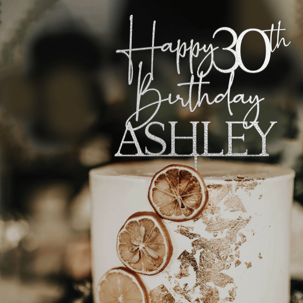 30th Birthday Cake Topper, Happy 30th Birthday Topper with Name