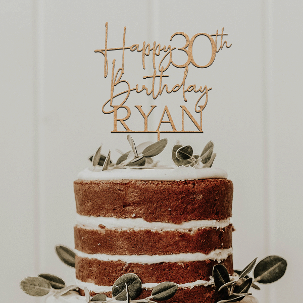 30th Birthday Cake Topper, Happy 30th Birthday Topper with Name
