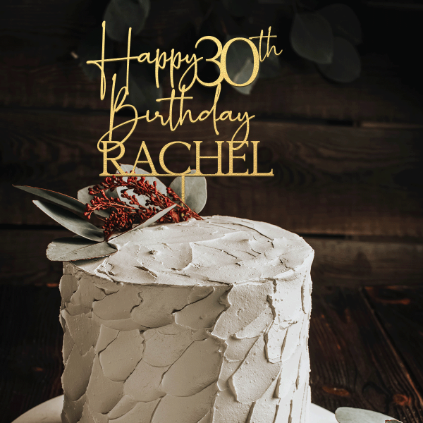 30th Birthday Cake Topper, Happy 30th Birthday Topper with Name