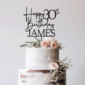 30th Birthday Cake Topper, Happy 30th Birthday Topper with Name