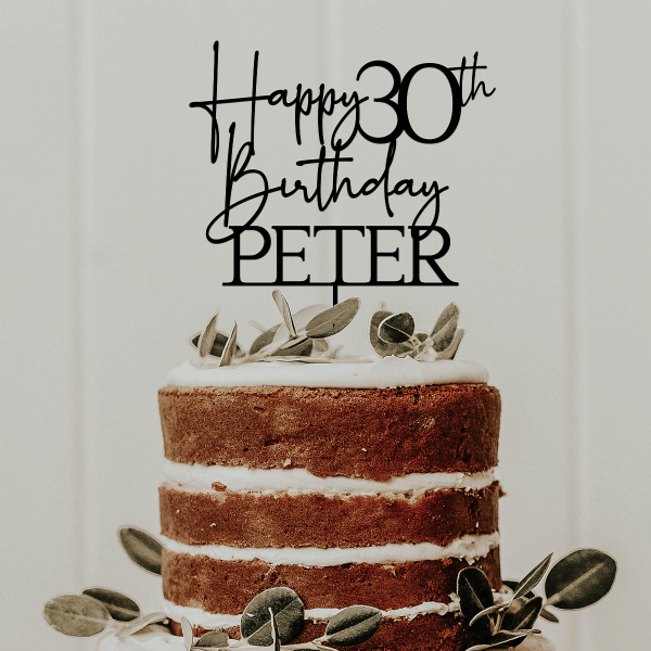 30th Birthday Cake Topper, Happy 30th Birthday Topper with Name