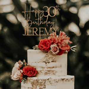 30th Birthday Cake Topper, Happy 30th Birthday Topper with Name