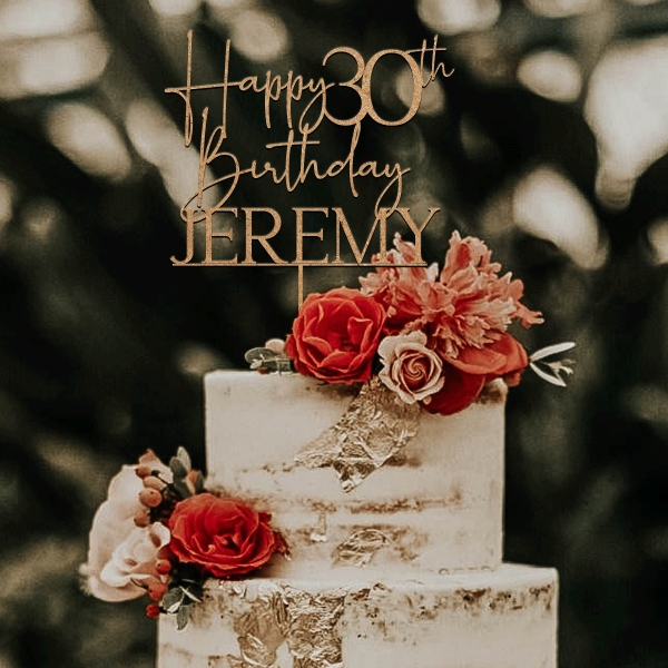 30th Birthday Cake Topper, Happy 30th Birthday Topper with Name