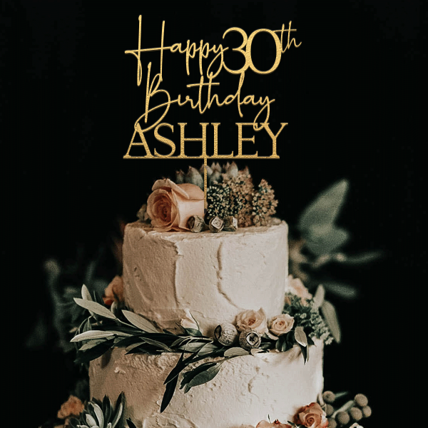 30th Birthday Cake Topper, Happy 30th Birthday Topper with Name