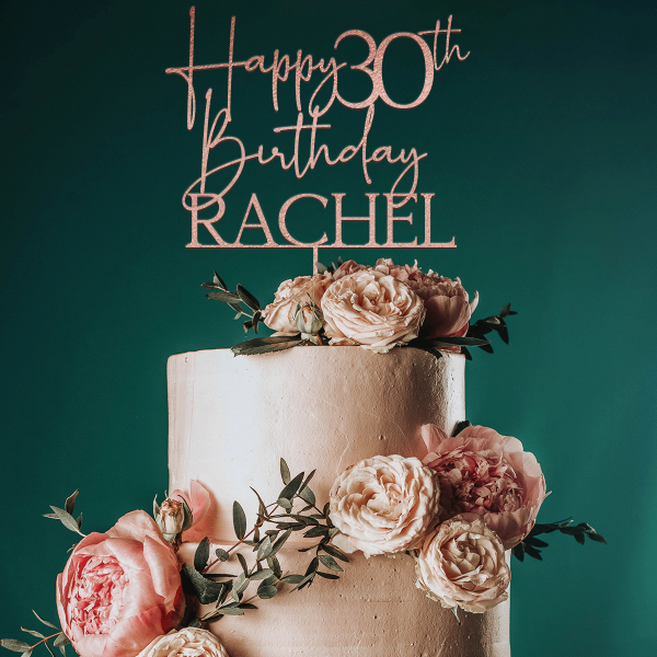 30th Birthday Cake Topper, Happy 30th Birthday Topper with Name