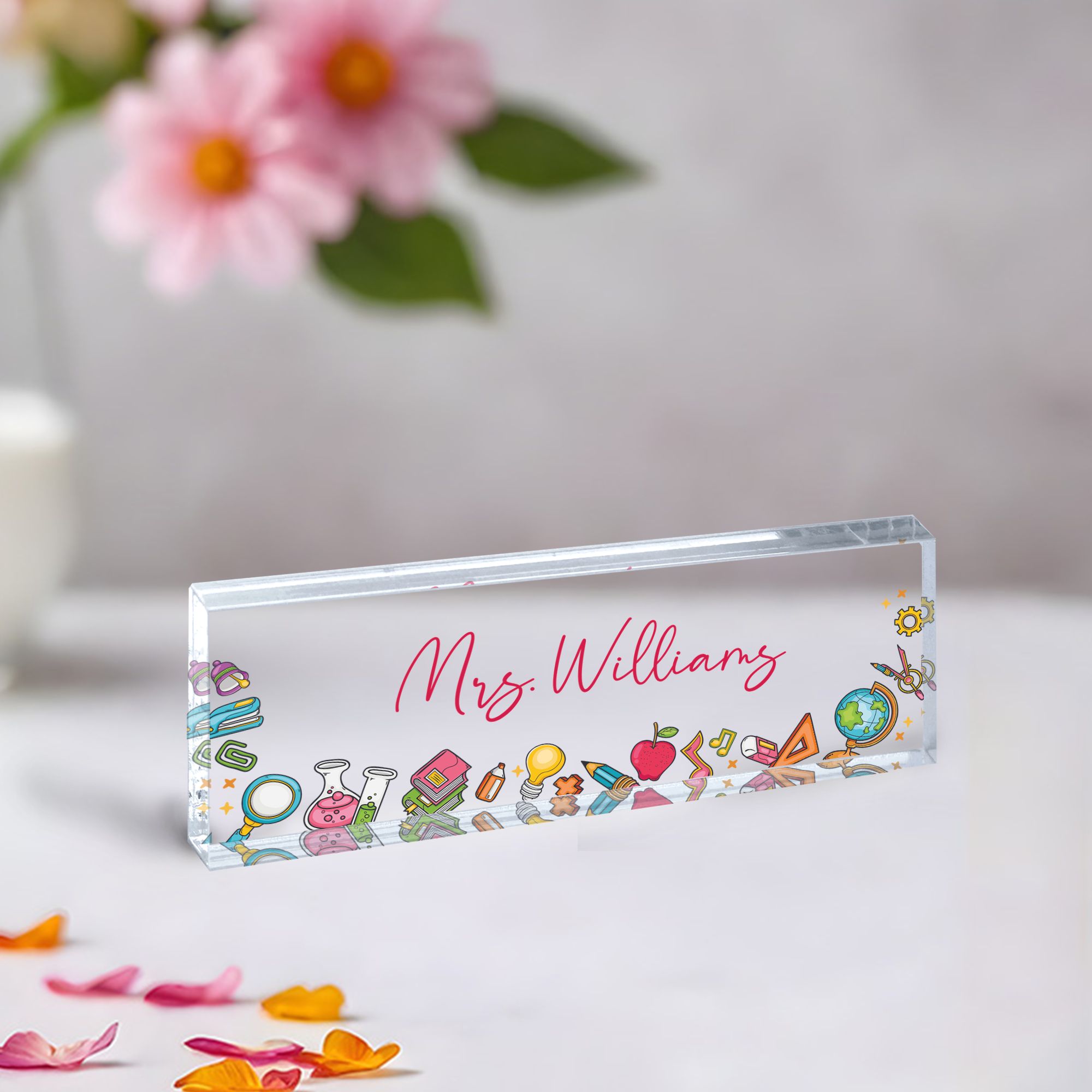 Rectangle Mock Up Light3 Teacher Desk Name Plate, Personalized Name Plate for Teacher