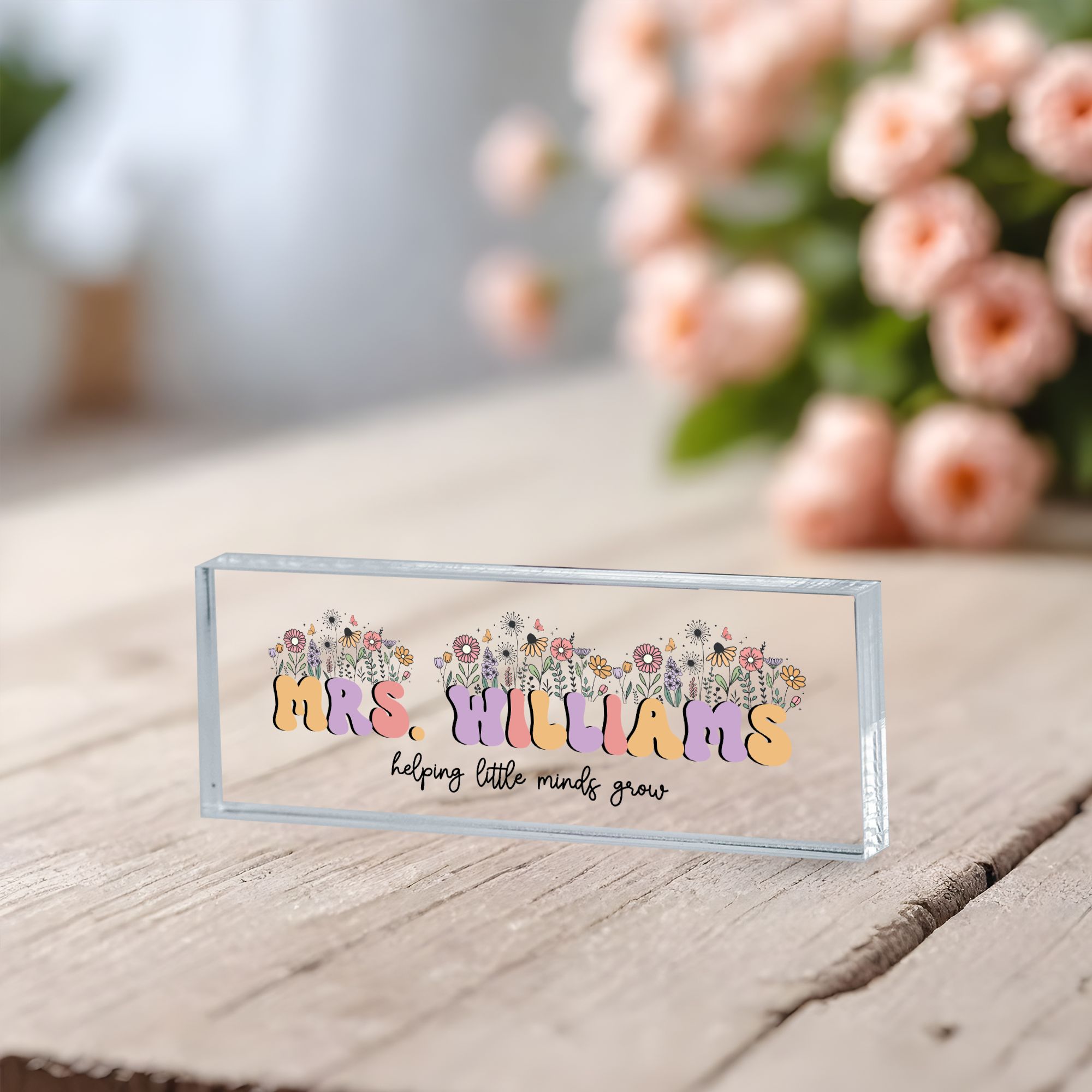 Rectangle Mock Up Teacher Design 2 only3 Teacher Desk Name Plate, Personalized Name Plate for Teacher