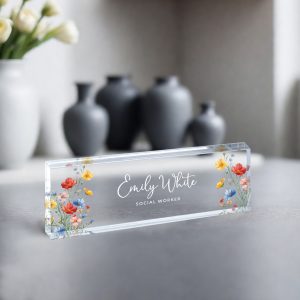 Name Desk Plate, Personalized Name Sign Acrylic Plaque