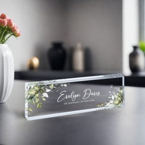 Name Desk Plate, Personalized Name Sign Acrylic Plaque