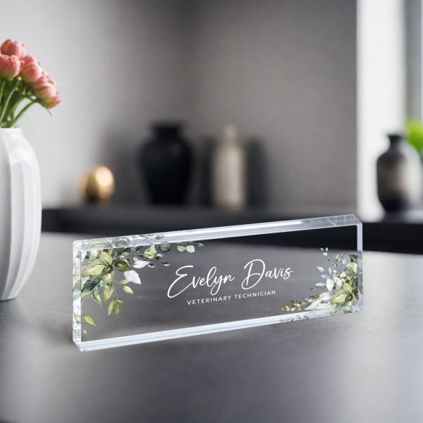 Name Desk Plate, Personalized Name Sign Acrylic Plaque