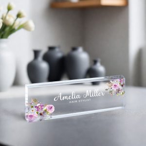 Name Desk Plate, Personalized Name Sign Acrylic Plaque