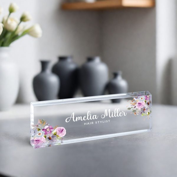Name Desk Plate, Personalized Name Sign Acrylic Plaque