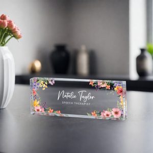 Name Desk Plate, Personalized Name Sign Acrylic Plaque