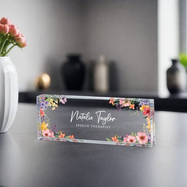 Name Desk Plate, Personalized Name Sign Acrylic Plaque