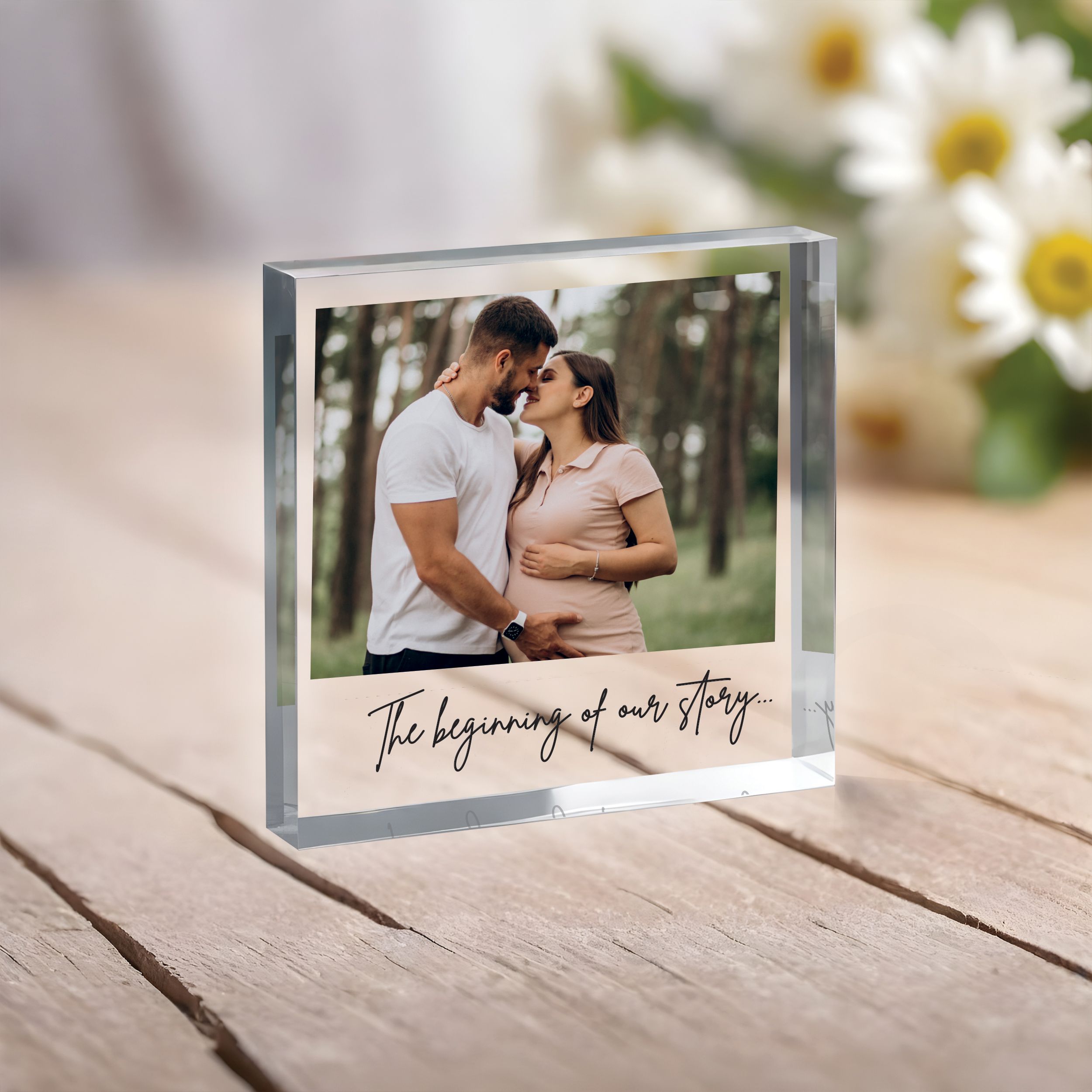 The Beginning of our story Square Plaque 3 Pregnancy Announcement Plaque, New Baby Plaque