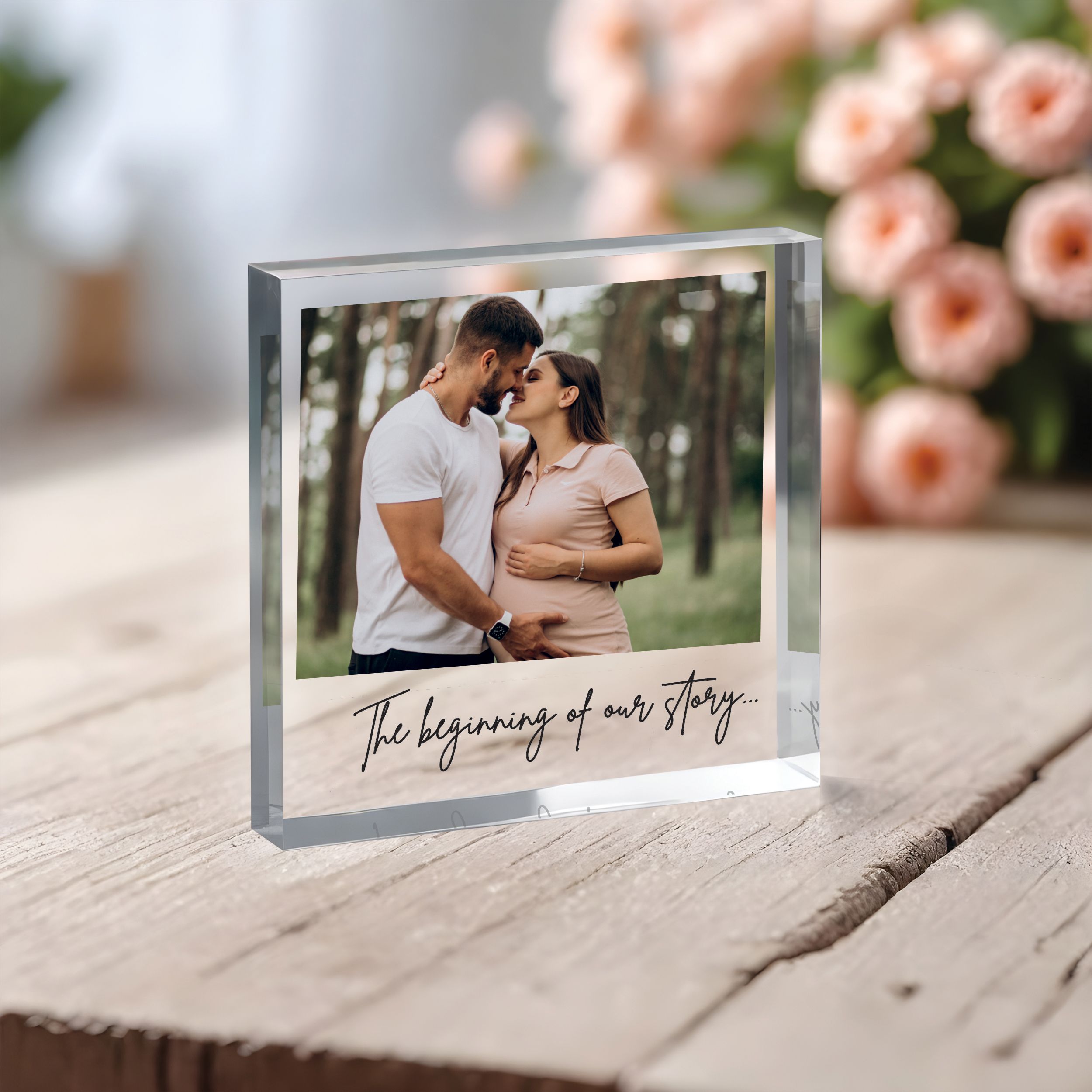 The Beginning of our story Square Plaque 4 Pregnancy Announcement Plaque, New Baby Plaque