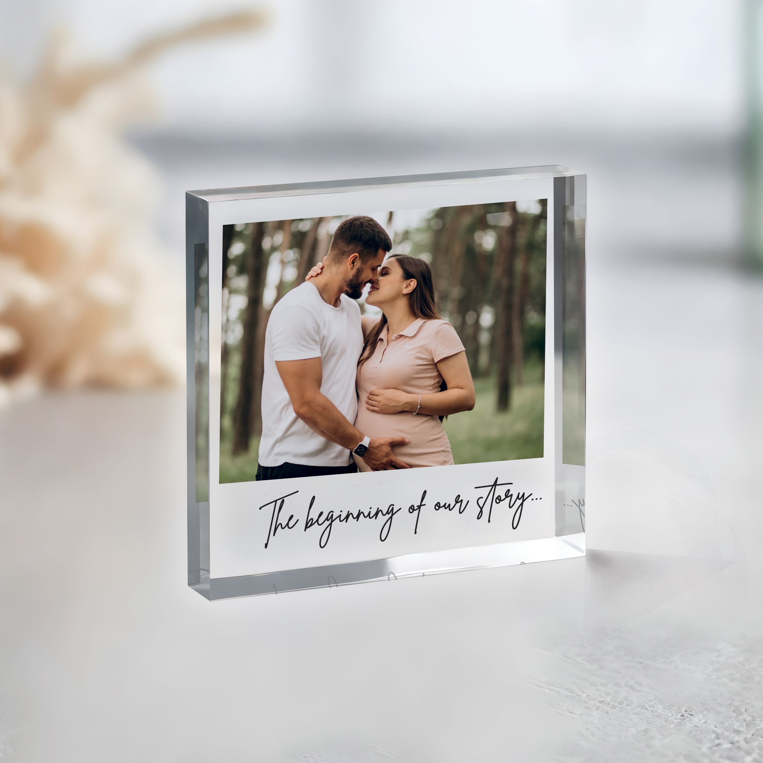 The Beginning of our story Square Plaque 5 Pregnancy Announcement Plaque, New Baby Plaque