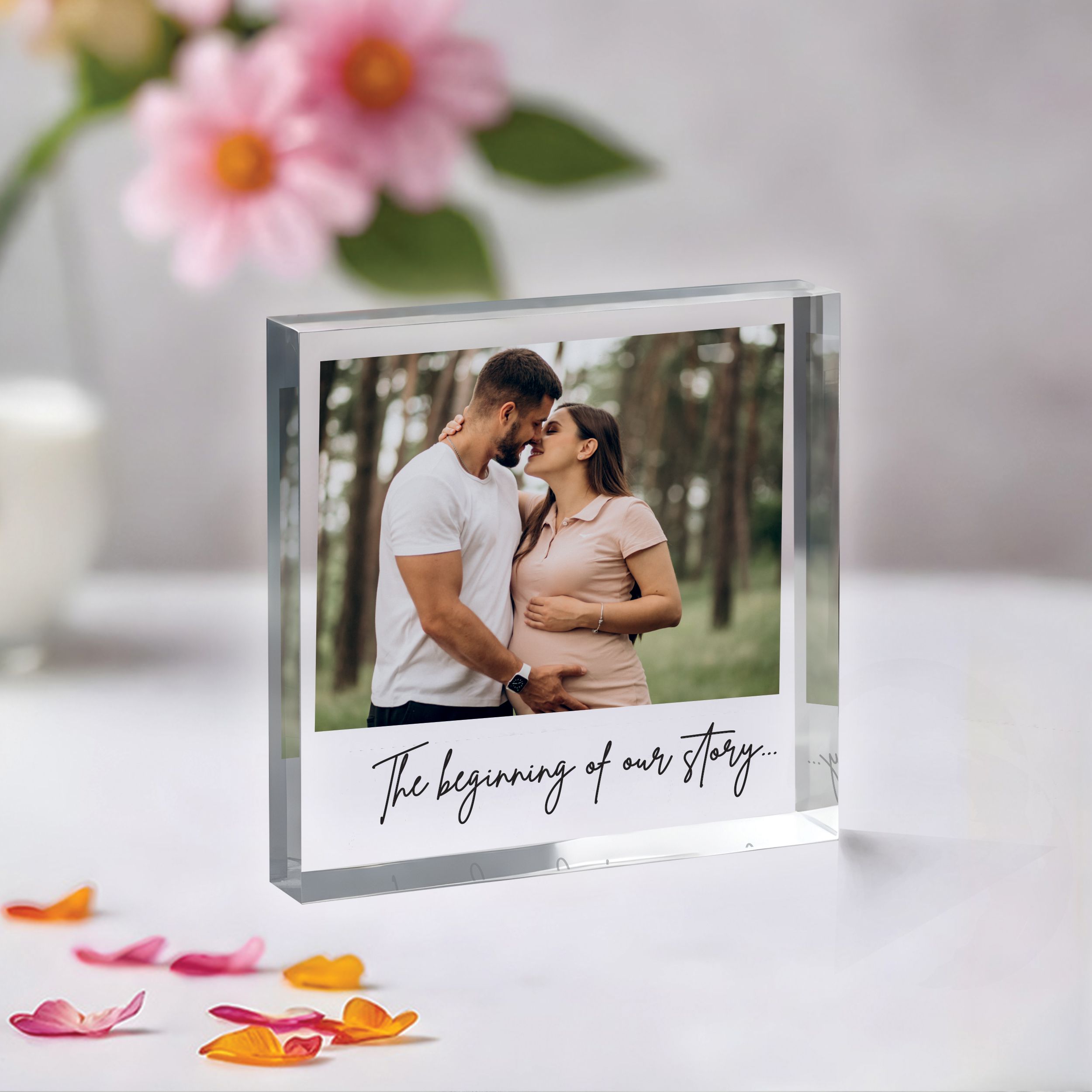 The Beginning of our story Square Plaque 6 Pregnancy Announcement Plaque, New Baby Plaque