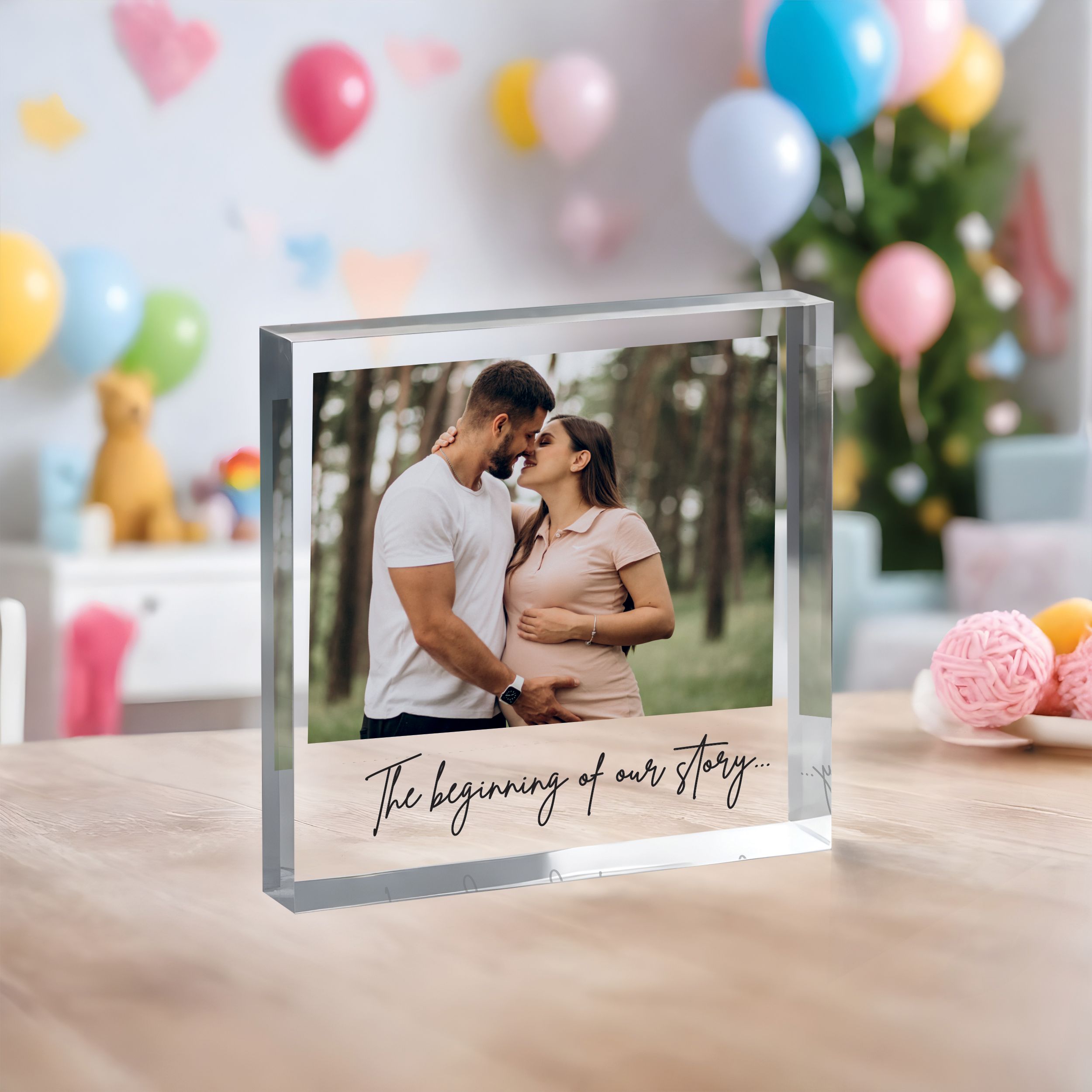 The Beginning of our story Square Plaque 7 Pregnancy Announcement Plaque, New Baby Plaque