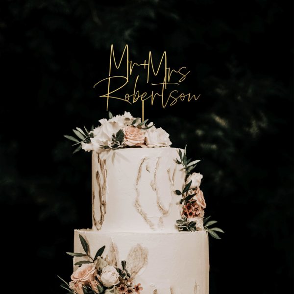 Personalized Cake Topper, Gold Wedding Cake Topper, Custom Wedding Cake Decor