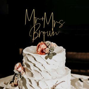 Personalized Cake Topper, Gold Wedding Cake Topper, Custom Wedding Cake Decor