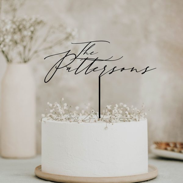Script Wedding Cake Topper, Personalized Cake Toppers