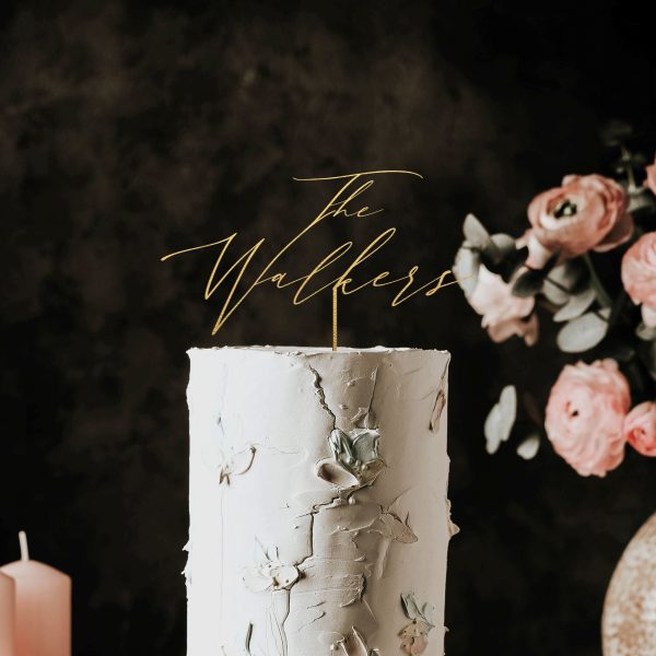 Script Wedding Cake Topper, Personalized Cake Toppers