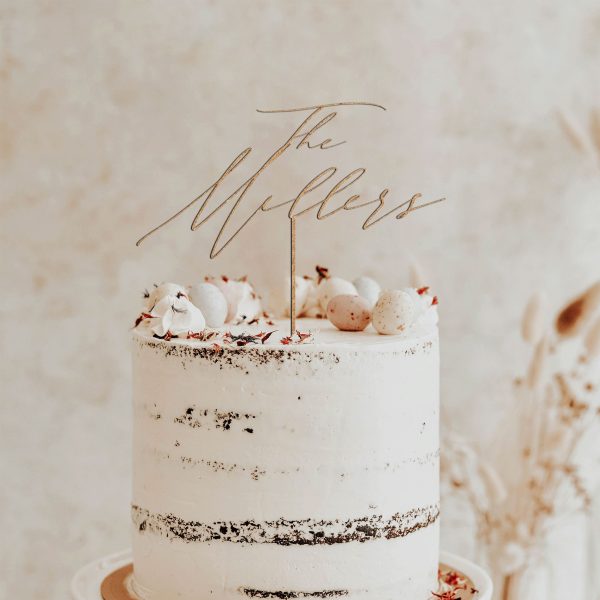 Script Wedding Cake Topper, Personalized Cake Toppers