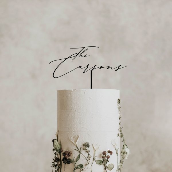 Script Wedding Cake Topper, Personalized Cake Toppers