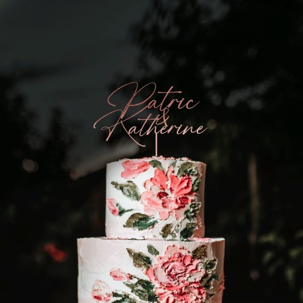 Modern Wedding Cake Topper, Two Names Cake Topper, Personalized Cake Topper for Wedding