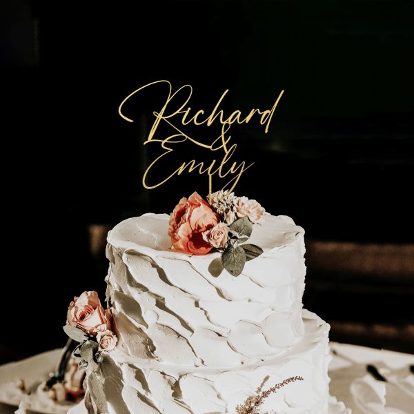 Modern Wedding Cake Topper, Two Names Cake Topper, Personalized Cake Topper for Wedding