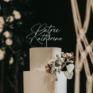 Modern Wedding Cake Topper, Two Names Cake Topper, Personalized Cake Topper for Wedding