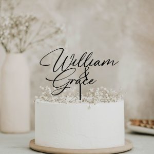 Modern Wedding Cake Topper, Two Names Cake Topper, Personalized Cake Topper for Wedding