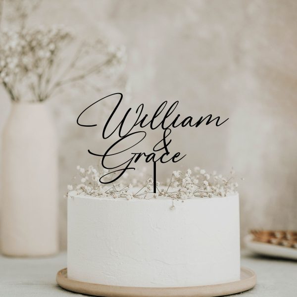 Modern Wedding Cake Topper, Two Names Cake Topper, Personalized Cake Topper for Wedding