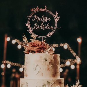 Greenery Wedding Cake Topper, Custom Names Cake Topper