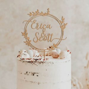 Greenery Wedding Cake Topper, Custom Names Cake Topper