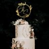 Monogram Wreath Cake Topper, Custom Initial Wedding