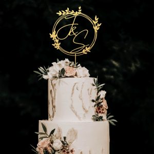 Monogram Wreath Cake Topper, Custom Initial Wedding